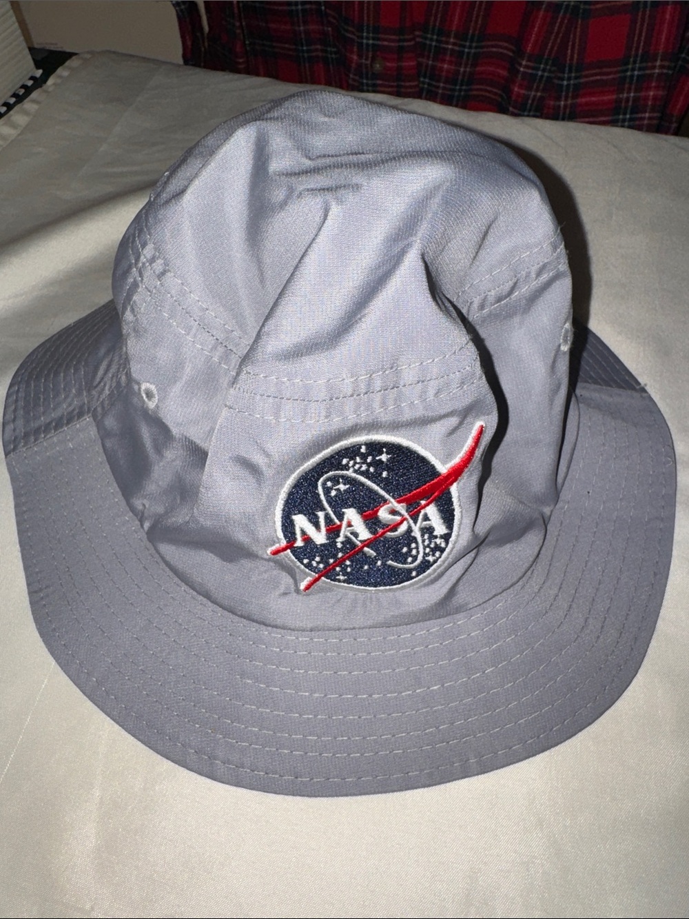 Kids Gray Bucket Hat with NASA Patch